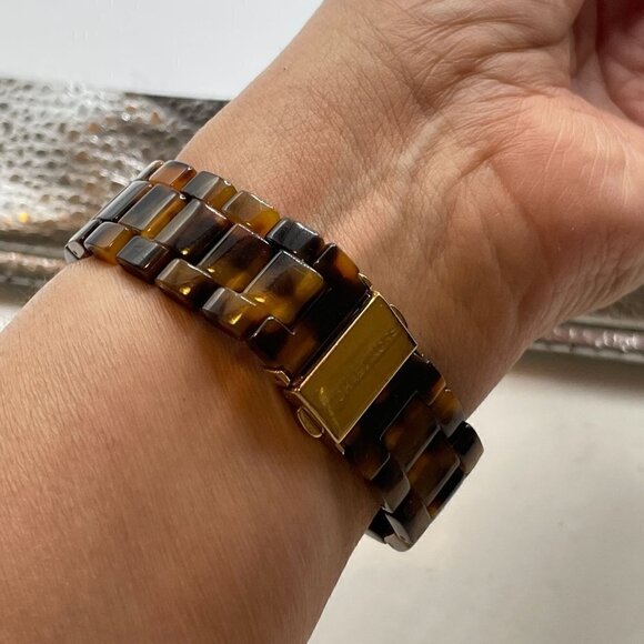 Michael Kors Ritz Simulated Tortoise Goldtone Case Sub Dials Women Watch MK5038 - Picture 3 of 10